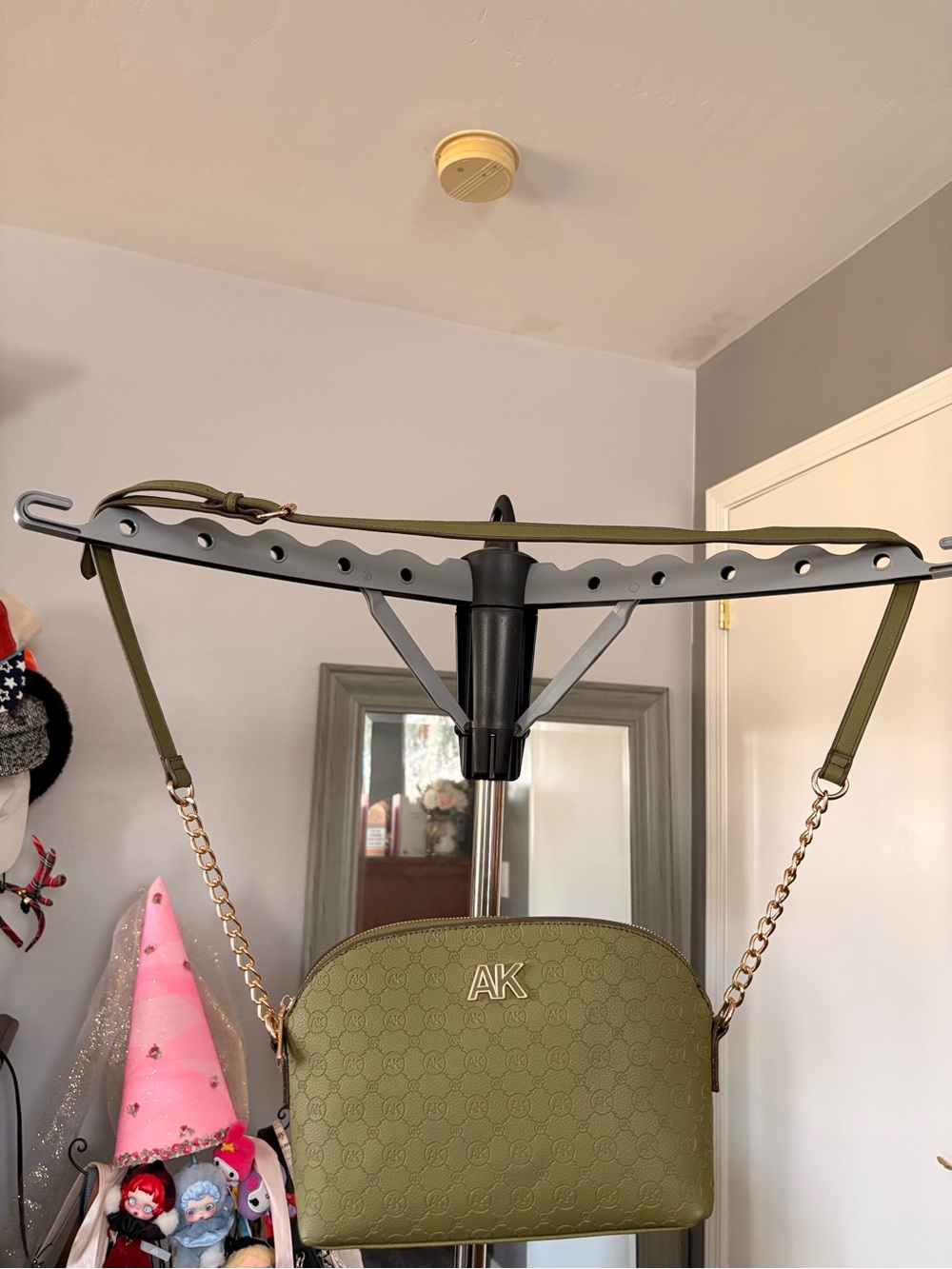 Anne Klein Olive Green Dome Crossbody with Gold Chain